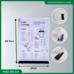 Menu mica để bàn A4, menu mica đế đen