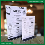 Menu mica để bàn A4, menu mica đế đen