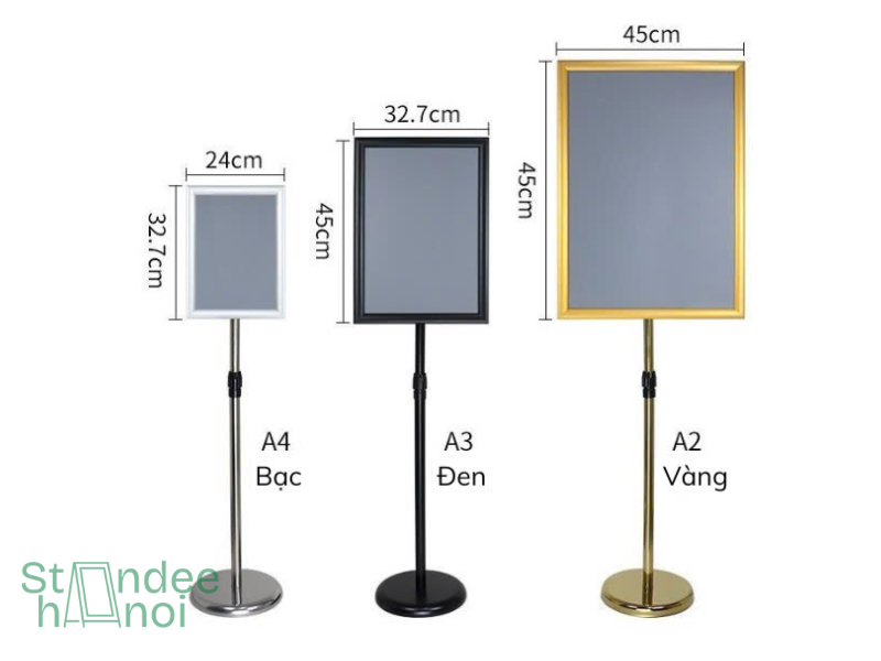 So sánh chân menu inox A4, A3: nên chọn loại nào?