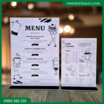Menu mica để bàn A5, menu mica đế đen